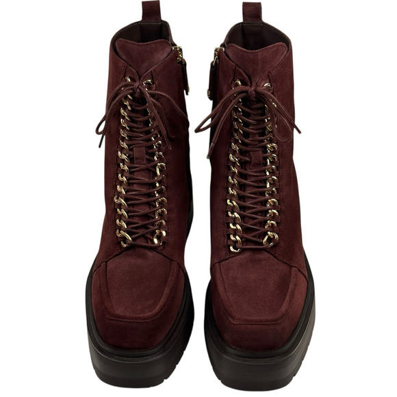 Sam Edelman Lovrin Platform Combat Boots Spiced Pecan Suede Womens 9.5M Zip New - Picture 2 of 12